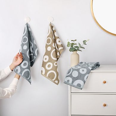Cute Round Geometric Pattern Hand Towels, Soft Comfortable Bathroom Towel 2 Pack
