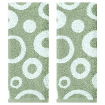 Cute Round Geometric Pattern Hand Towels, Soft Comfortable Bathroom Towel 2 Pack