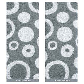 Cute Round Geometric Pattern Hand Towels, Soft Comfortable Bathroom Towel 2 Pack