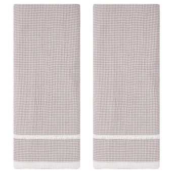 Bathroom Striped Decorative Hand Towel Set Cotton Face Towels Soft Absorbent 2 Pack