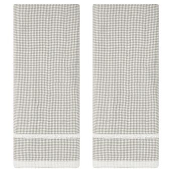 Bathroom Striped Decorative Hand Towel Set Cotton Face Towels Soft Absorbent 2 Pack