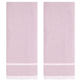 Bathroom Striped Decorative Hand Towel Set Cotton Face Towels Soft Absorbent 2 Pack