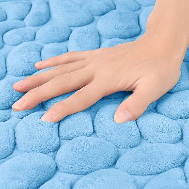 2Pcs Memory Foam Bathroom Rugs Non-Slip Bath Mat Water Absorbent Quick Dry Bath Carpet Rug 16" x 24"