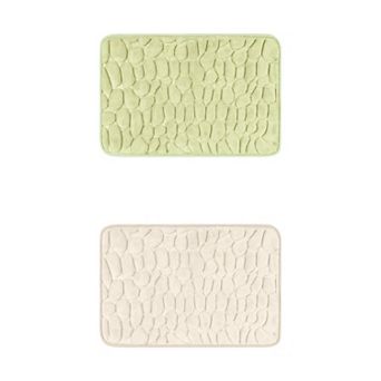 2 pc Memory Foam Bathroom Rugs Non-Slip Bath Mat Water Absorbent Quick Dry Bath Carpet Rug 16" x 24"