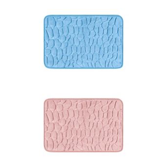 2 pc Memory Foam Bathroom Rugs Non-Slip Bath Mat Water Absorbent Quick Dry Bath Carpet Rug 16" x 24"