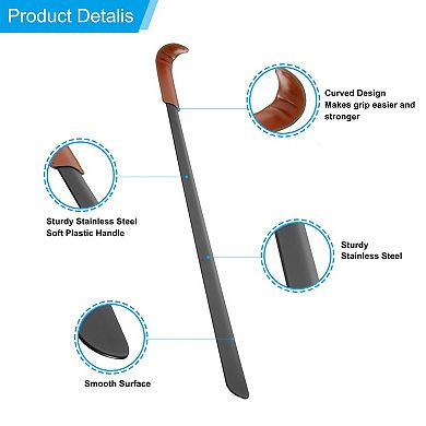 Shoe Horn, 2Pcs Stainless Steel Leather Curved Handle Shoe Helper, Metal Shoe Horns