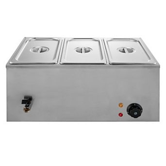 3 Pan 21-qt Steam Table Stainless Steel Bain Marie Countertop Soup Station