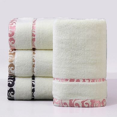 Chic Striped Hand Towel Set,100% Cotton Soft Comfortable Highly Absorbent Bathroom Towel 4 Pack