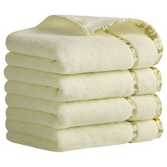 Chic Striped Hand Towel Set,100% Cotton Soft Comfortable Highly Absorbent Bathroom Towel 4 Pack