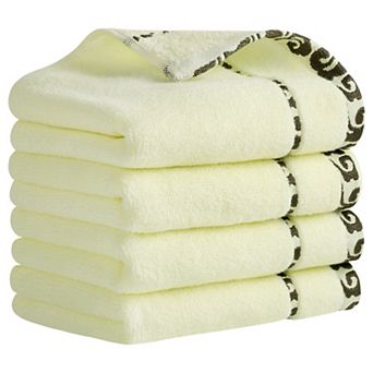 Chic Striped Hand Towel Set,100% Cotton Soft Comfortable Highly Absorbent Bathroom Towel 4 Pack