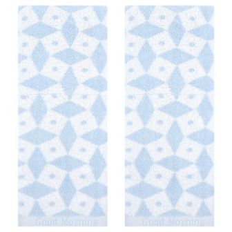 Geometric Pattern Hand Towels, Cotton Soft Absorbent Bathroom Towel 2 Pack