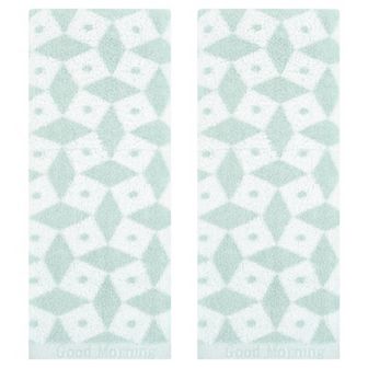 Geometric Pattern Hand Towels, Cotton Soft Absorbent Bathroom Towel 2 Pack