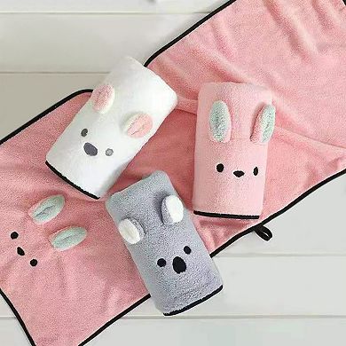 Coral Hand Towels Soft and Absorbent Rabbit Pattern Towel Set for Bathroom 6 Pack