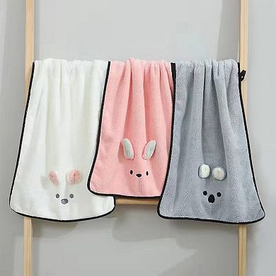 Coral Hand Towels Soft and Absorbent Rabbit Pattern Towel Set for Bathroom 6 Pack