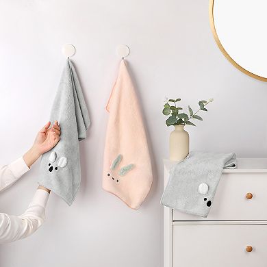 Coral Hand Towels Soft and Absorbent Rabbit Pattern Towel Set for Bathroom 6 Pack