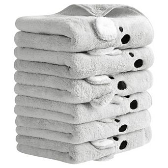 Coral Hand Towels Soft and Absorbent Rabbit Pattern Towel Set for Bathroom 6 Pack