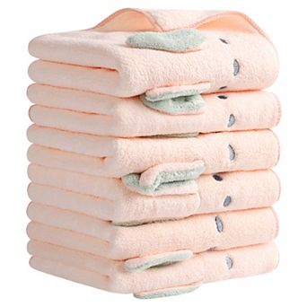 Coral Hand Towels Soft and Absorbent Rabbit Pattern Towel Set for Bathroom 6 Pack