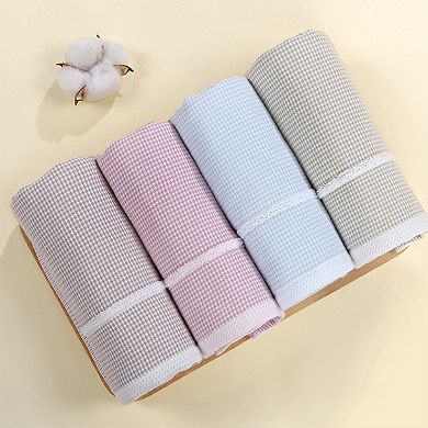 Bathroom Striped Decorative Hand Towel Set Cotton Face Towels Soft Absorbent 4 Pack
