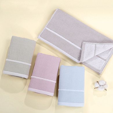 Bathroom Striped Decorative Hand Towel Set Cotton Face Towels Soft Absorbent 4 Pack