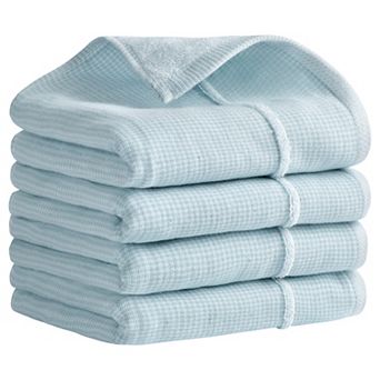 Bathroom Striped Decorative Hand Towel Set Cotton Face Towels Soft Absorbent 4 Pack