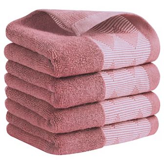 Diamond Patterned Hand Towel, Thick Cotton Absorbent Face Soft Towels 4 Pack