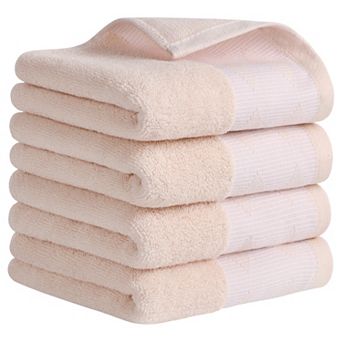 Diamond Patterned Hand Towel, Thick Cotton Absorbent Face Soft Towels 4 Pack