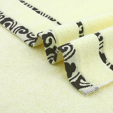 Chic Striped Hand Towel Set,100% Cotton Soft Comfortable Highly Absorbent Bathroom Towel 2 Pack
