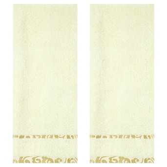 Chic Striped Hand Towel Set,100% Cotton Soft Comfortable Highly Absorbent Bathroom Towel 2 Pack