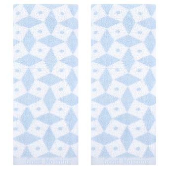 Geometric Pattern Hand Towels, Cotton Soft Absorbent Bathroom Towel 4 Pack