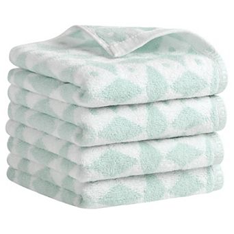Geometric Pattern Hand Towels, Cotton Soft Absorbent Bathroom Towel 4 Pack
