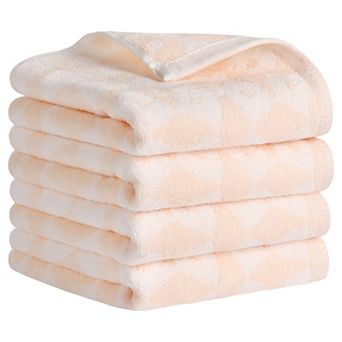 Geometric Pattern Hand Towels, Cotton Soft Absorbent Bathroom Towel 4 Pack