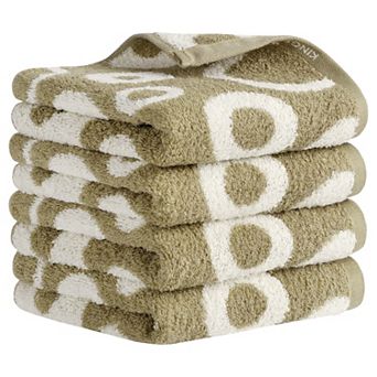 Cute Round Geometric Pattern Hand Towels, Soft Comfortable Bathroom Towel 4 Pack