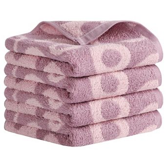 Cute Round Geometric Pattern Hand Towels, Soft Comfortable Bathroom Towel 4 Pack