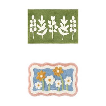 2 pc Bathroom Rugs Soft Plush & Fluffy Quick Dry Reversible Non Slip Microfiber Bath Mats 20" x 32"