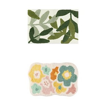 2 pc Bathroom Rugs Soft Plush & Fluffy Quick Dry Reversible Non Slip Microfiber Bath Mats 20" x 32"