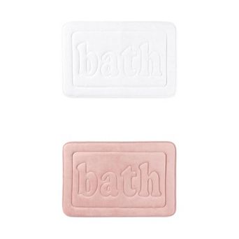 2 pc Memory Foam Bathroom Rugs, Non Skid Bottom Bath Mat Water Absorbent Bath Carpet Rug 16" x 24"