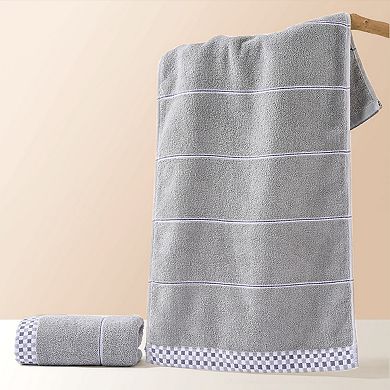 Striped Checked Hand Towels, Absorbent Soft Decorative Towel 4 Pack