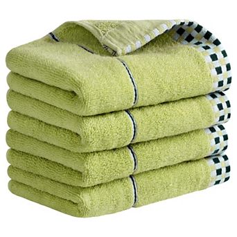 Striped Checked Hand Towels, Absorbent Soft Decorative Towel 4 Pack