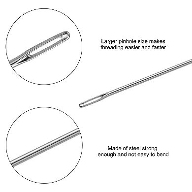 25Pcs Hand Sewing Needles, 2 Inch Length Large Eye Stitching Needles Metal Sewing Needle