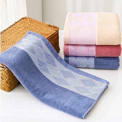 Diamond Patterned Hand Towel, Thick Cotton Absorbent Face Soft Towels 2 Pack