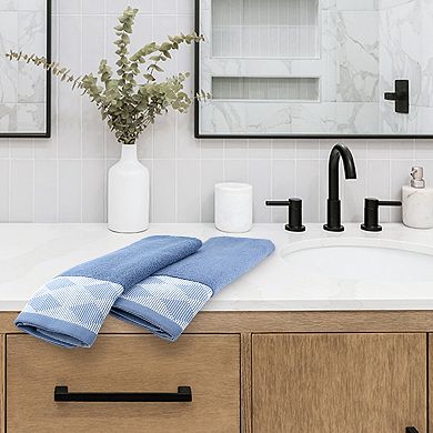 Diamond Patterned Hand Towel, Thick Cotton Absorbent Face Soft Towels 2 Pack