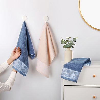 Diamond Patterned Hand Towel, Thick Cotton Absorbent Face Soft Towels 2 Pack