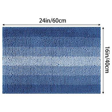 2Pcs Striped Bathroom Rugs, Non-Slip Plush Shaggy Bath Carpet, Bath Mats for Bathroom Floor 16"x 24"