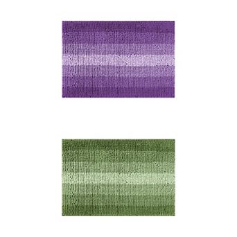 2 pc Striped Bathroom Rugs, Non-Slip Plush Shaggy Bath Carpet, Bath Mats for Bathroom Floor 16"x 24"