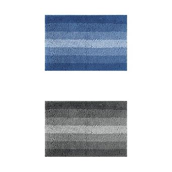 2 pc Striped Bathroom Rugs, Non-Slip Plush Shaggy Bath Carpet, Bath Mats for Bathroom Floor 16"x 24"