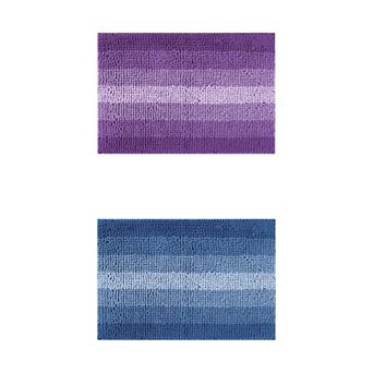 2 pc Striped Bathroom Rugs, Non-Slip Plush Shaggy Bath Carpet, Bath Mats for Bathroom Floor 16"x 24"