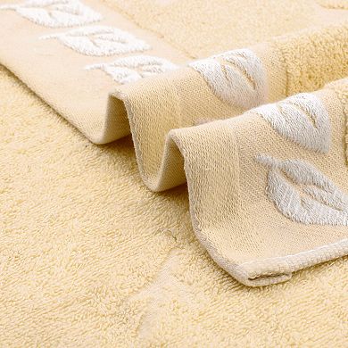 Leaves Pattern Bathroom Hand Towels, Soft Absorbent Decorative Hand Towel 4 Pack