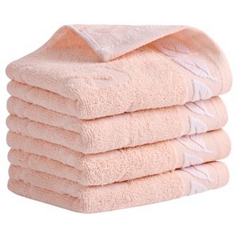 Leaves Pattern Bathroom Hand Towels, Soft Absorbent Decorative Hand Towel 4 Pack