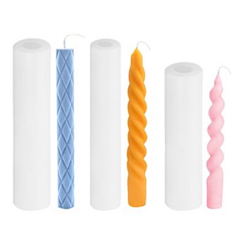 3Pack Taper Candle Making Mould, 3D Spiral Taper Candle Mould Long Twisted Silicone Candle Mould