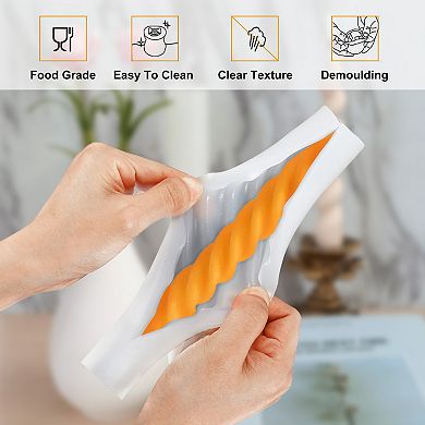 3Pack Taper Candle Making Mould, 3D Spiral Taper Candle Mould Long Twisted Silicone Candle Mould